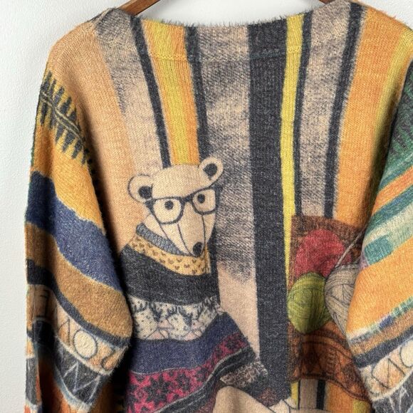 YESNO Womens 3XL Oversized Soft Cozy Graphic Pullover Wool & Cotton Sweater Bear - Picture 9 of 11